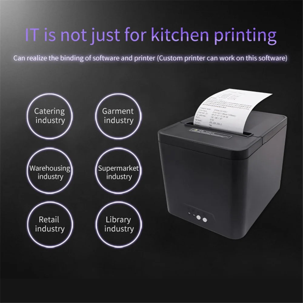 80A Thermal Receipt Printer POS Printing Tool with 80mm Printing Width - US Plug - 4
