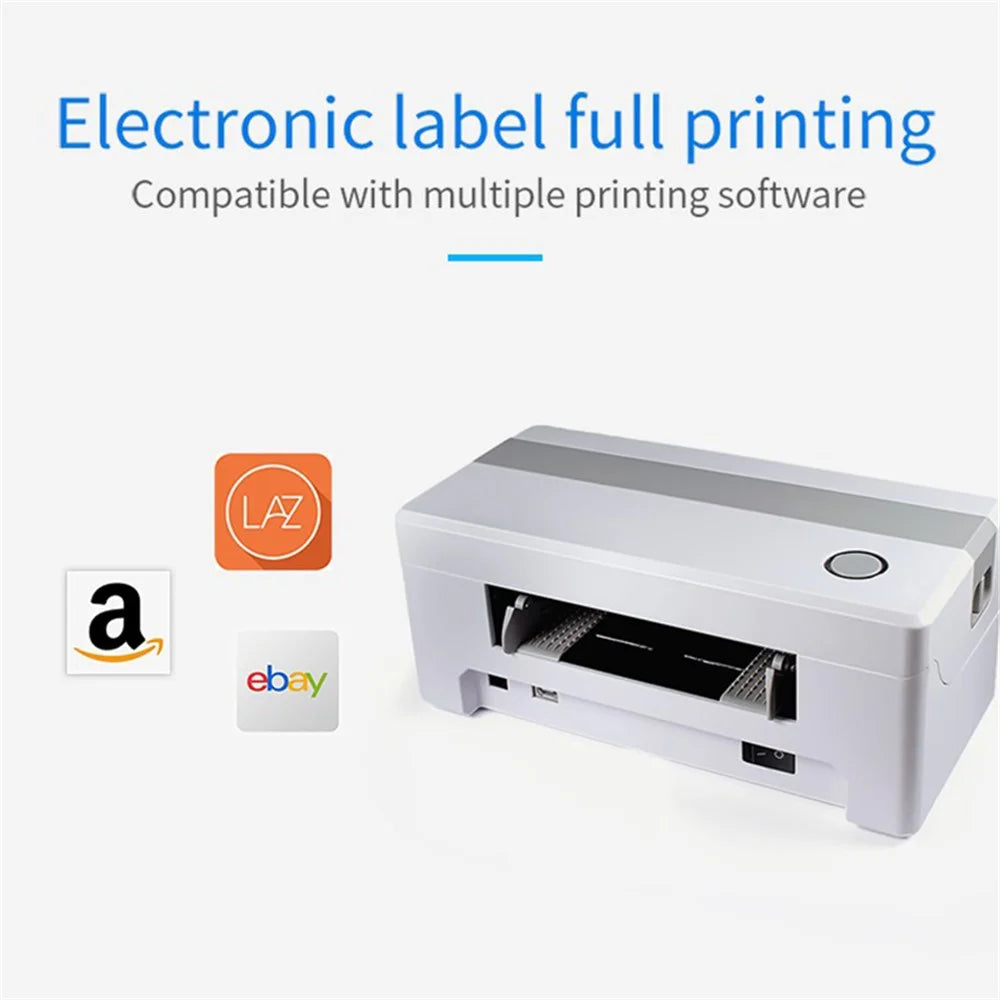 TDL406 203DPI Desktop Thermal Label Printer High Speed Printing Barcode Sticker Maker Machine, USB Version - US Plug - 3
