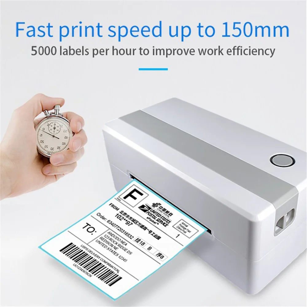 TDL406 Desktop Thermal Label Printer Barcode Sticker Maker Machine, USB + Bluetooth-compatible Version - US Plug - 4