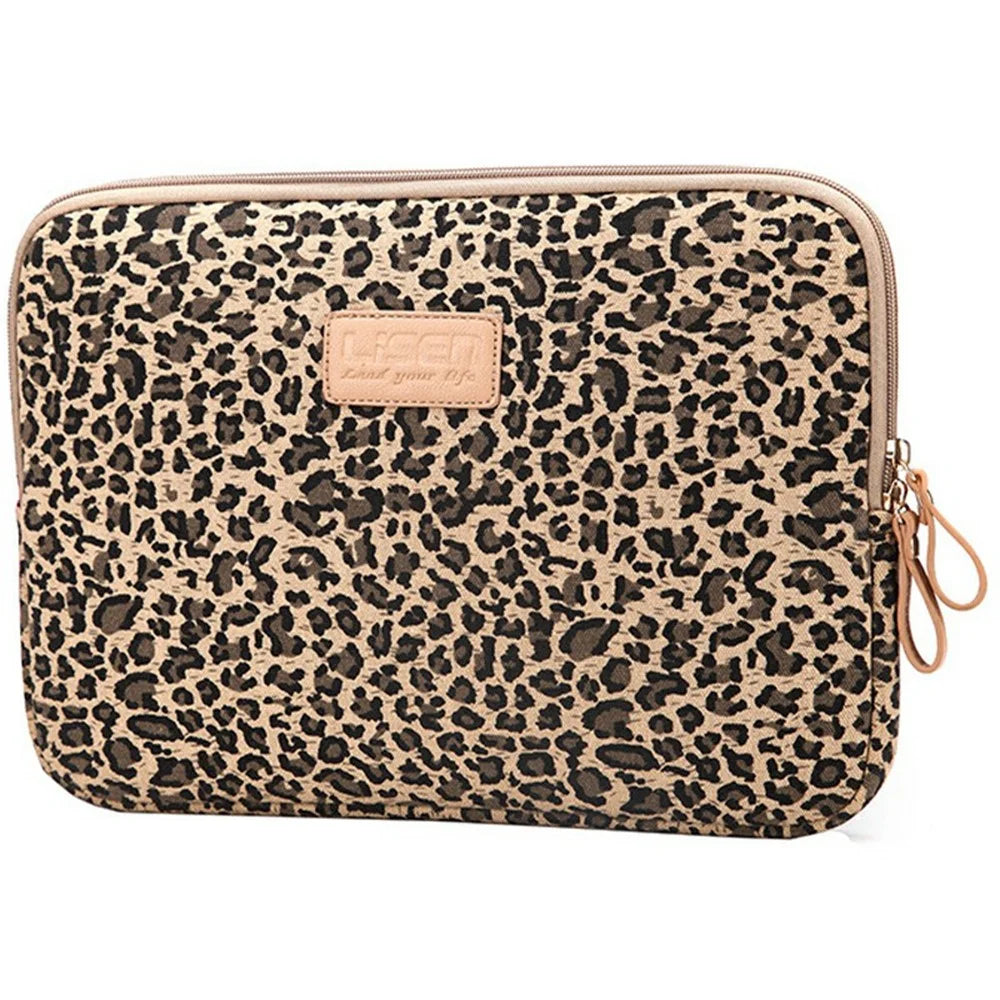 LISEN 39 x 27.5 x 1.5cm Carrying Case for 15.6-Inch Laptops Storage Bag with Stylish Retro Leopard Pattern - Brown - 1