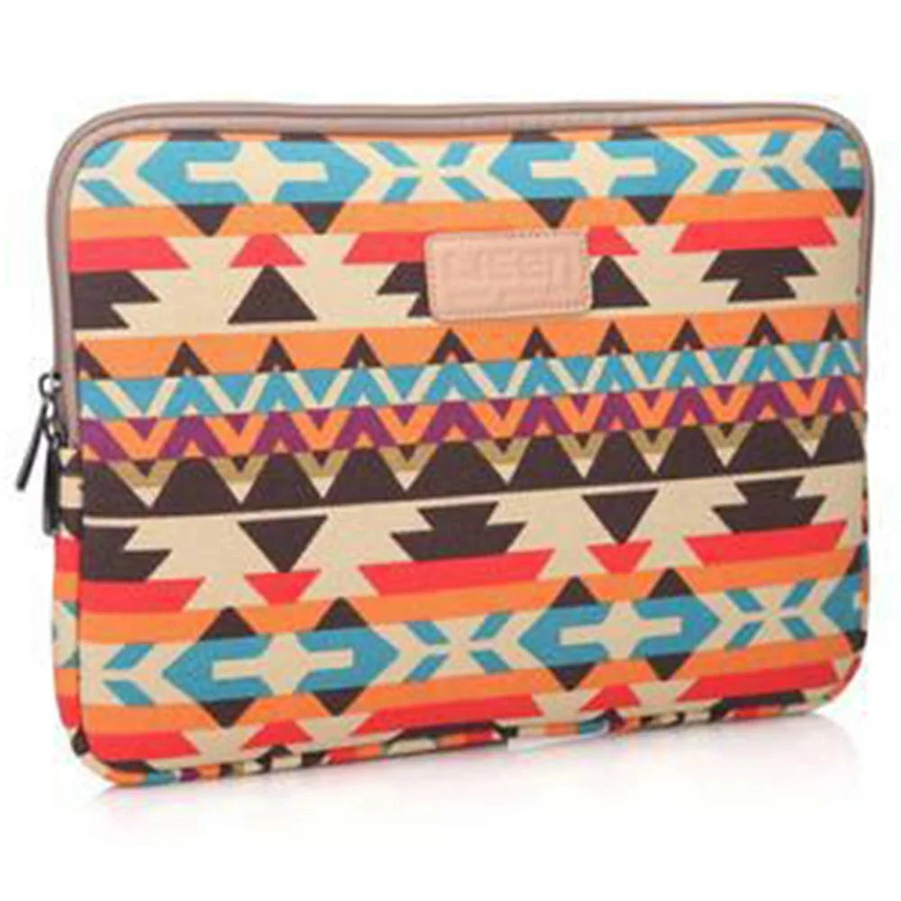 LISEN 39 x 27.5 x 1.5cm Carrying Case for 15.6-Inch Laptops Storage Bag Geometric Pattern Design - Green Texture - 1