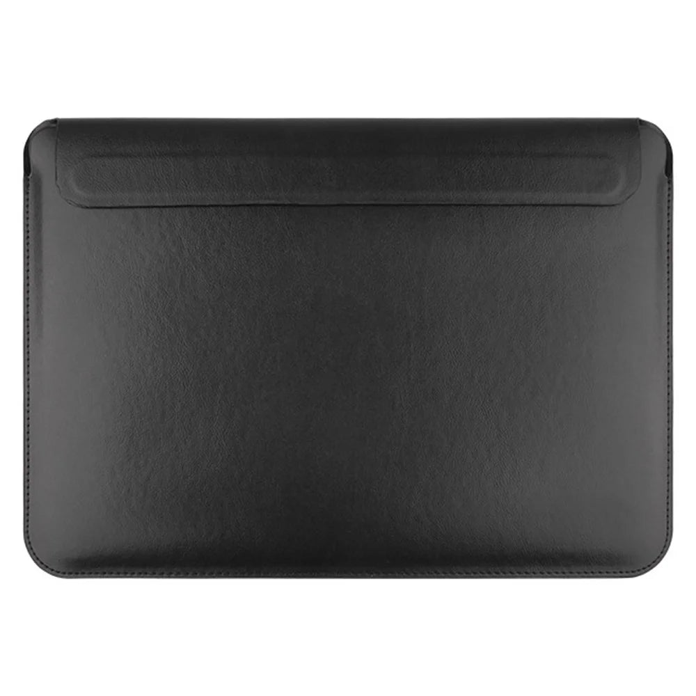 For 13 inch Laptop Carrying Case PU Leather Portable Storage Bag Magnetic Closure - Black - 1