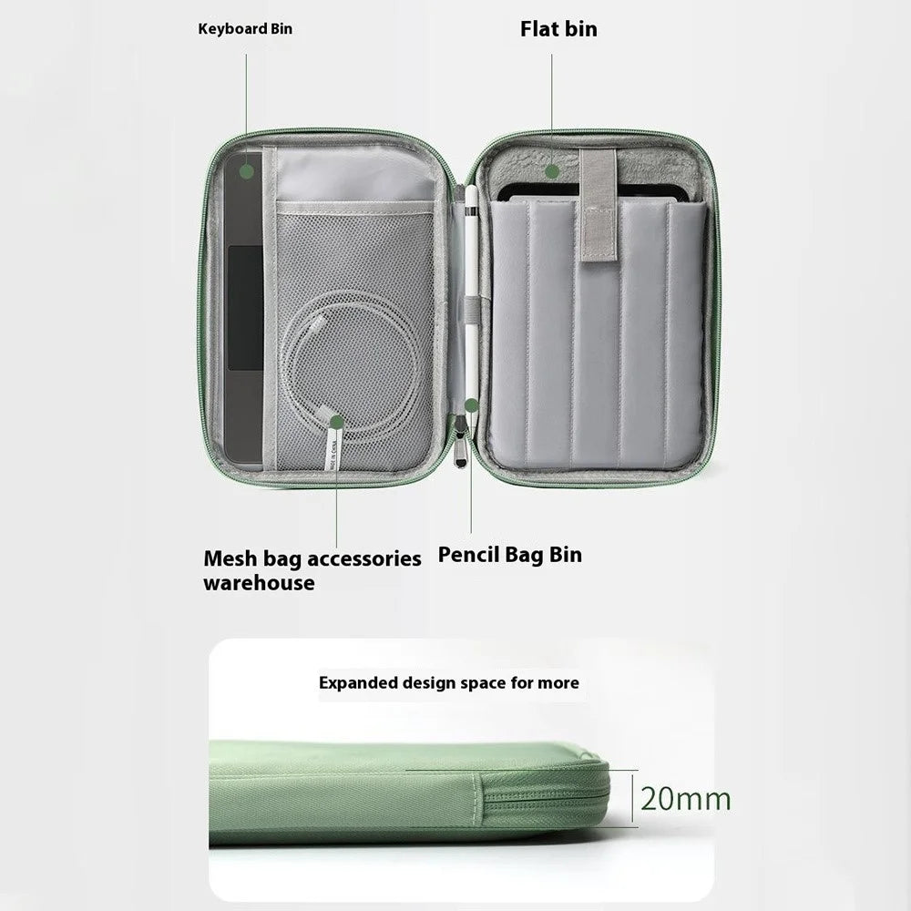 For 7-8 inch E-Reader Carrying Case Polyester Splash-Proof Portable Tablet Sleeve Bag - Green - 3