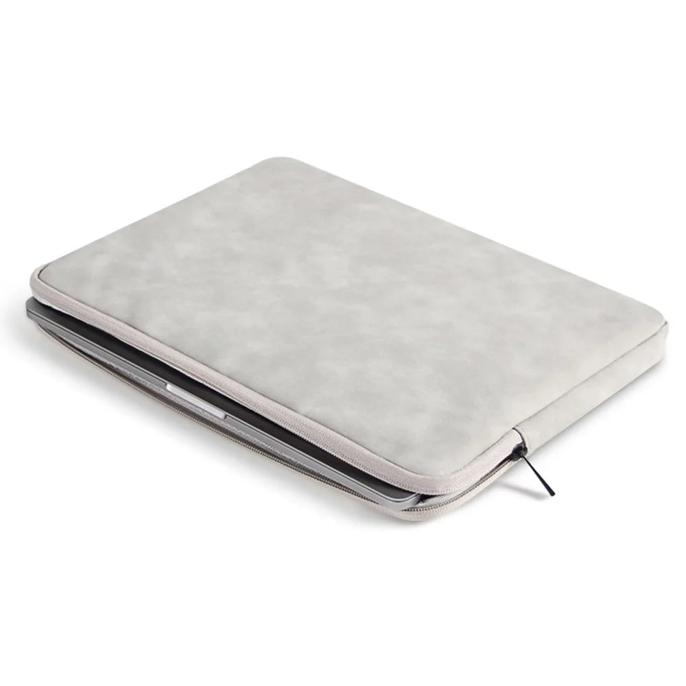 For 13-13.3 inch Laptop Bag PU Leather Inner Lining Scratch Resistant Water Repellent Protective Sleeve - Light Grey - 1