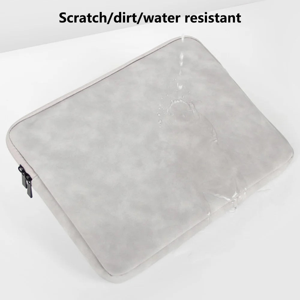 For 14-15.4 inch Laptop Bag PU Leather Inner Lining Scratch Resistant Water Repellent Protective Sleeve - Light Grey - 4