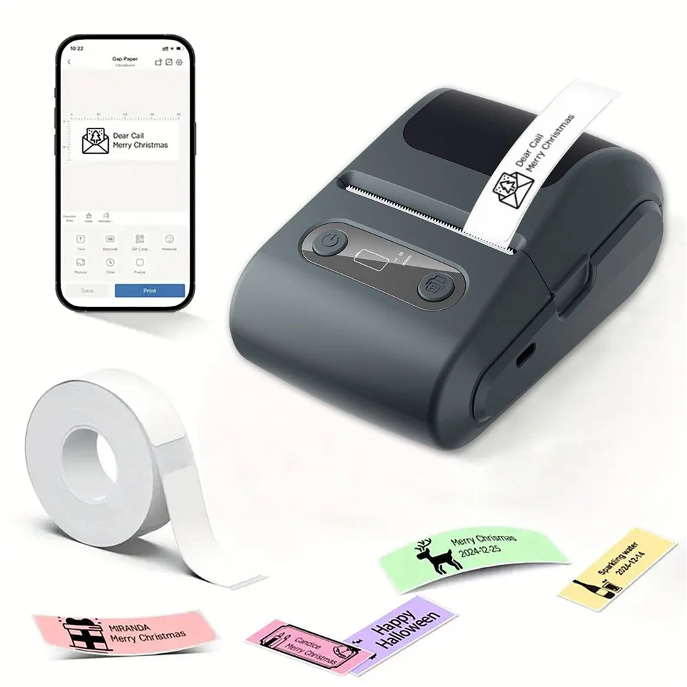 P10 203 DPI Portable Thermal Label Printer Mini Bluetooth-Compatible Sticker Maker for Smartphones - Black - 2