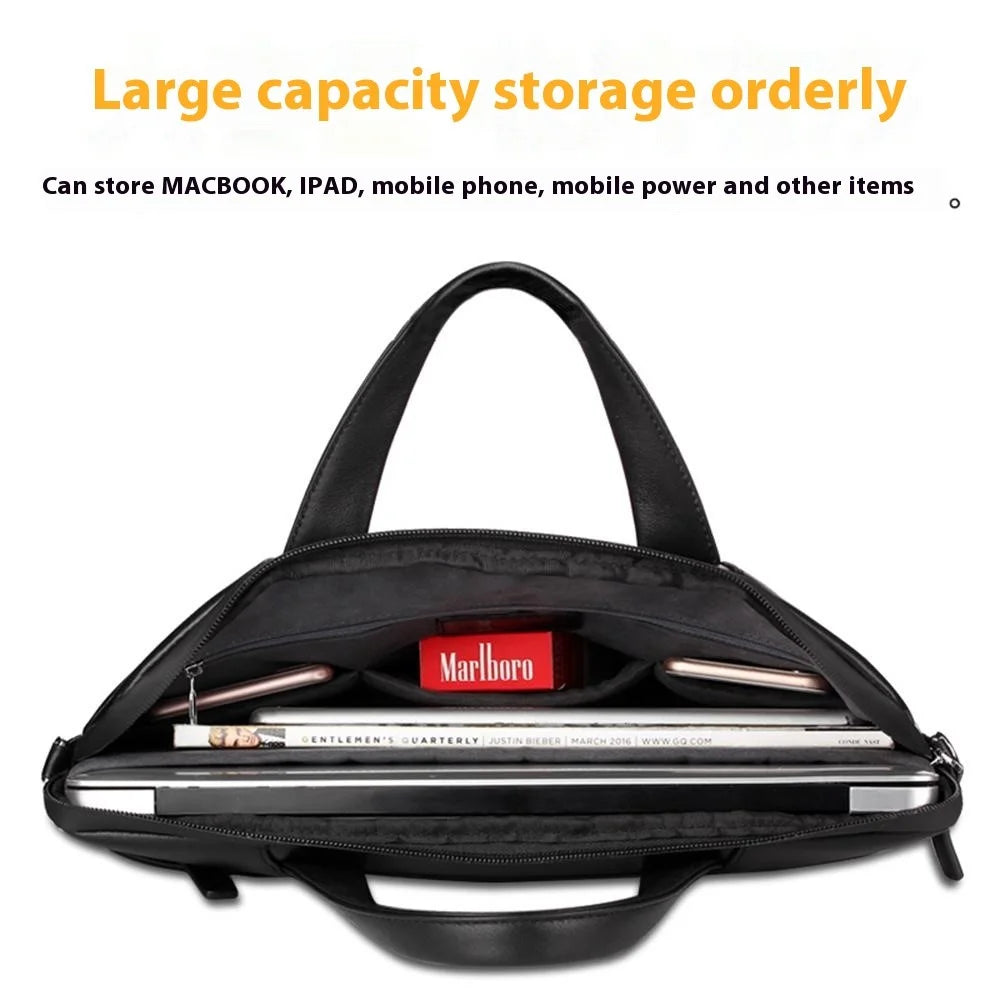 QIALINO For 13 Inch Universal Laptop Bag Genuine Cow Leather Notebook Carrying Case - 4