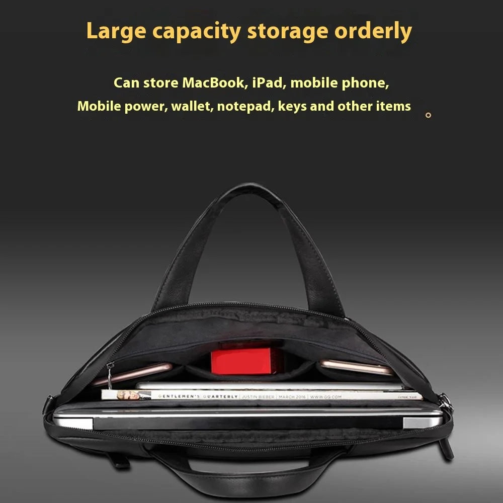 QIALINO For 13 Inch Universal Laptop Bag Genuine Cow Leather Notebook Carrying Case - 7