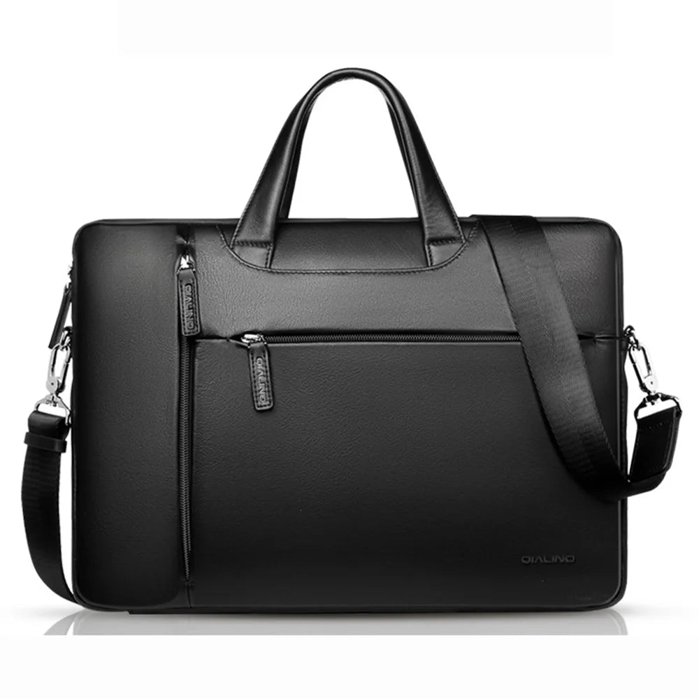 QIALINO For 15 Inch Universal Laptop Sleeve Bag Genuine Cow Leather Notebook Carrying Case - 1