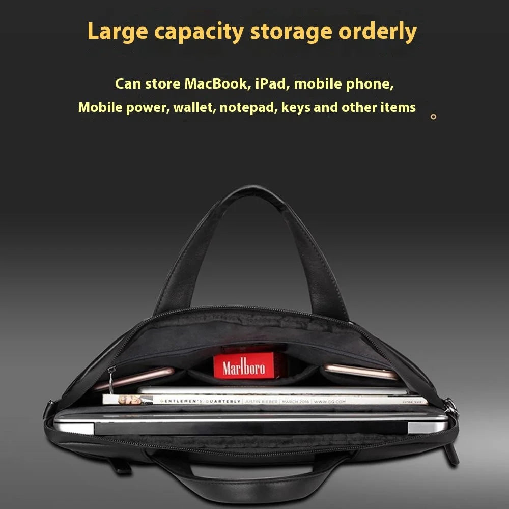 QIALINO For 15 Inch Universal Laptop Sleeve Bag Genuine Cow Leather Notebook Carrying Case - 6