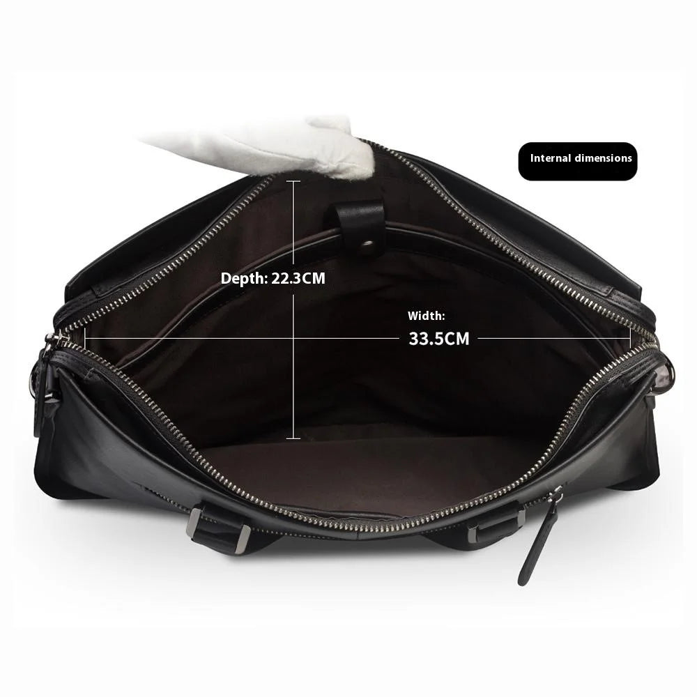 QIALINO For Universal 15 Inch Laptop Storage Bag Genuine Cow Leather Sleeve Case with Detachable Shoulder Strap - 7