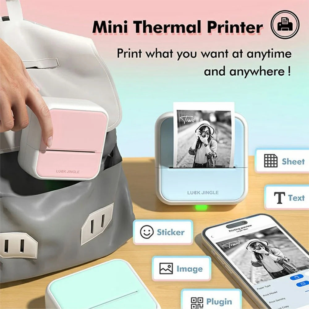 S1 Portable BT Thermal Printer Label Maker with 1 Roll Paper for Barcodes / Tags / Stickers - White - 2