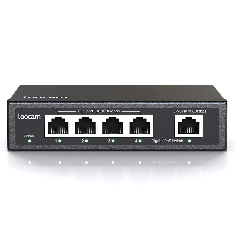 ZOSI 5 Port Gigabit Poe Switch 4 Poe+ Ports 65W 1000Mbps Uplink Port IEEE802.3af / at - US Plug - 2