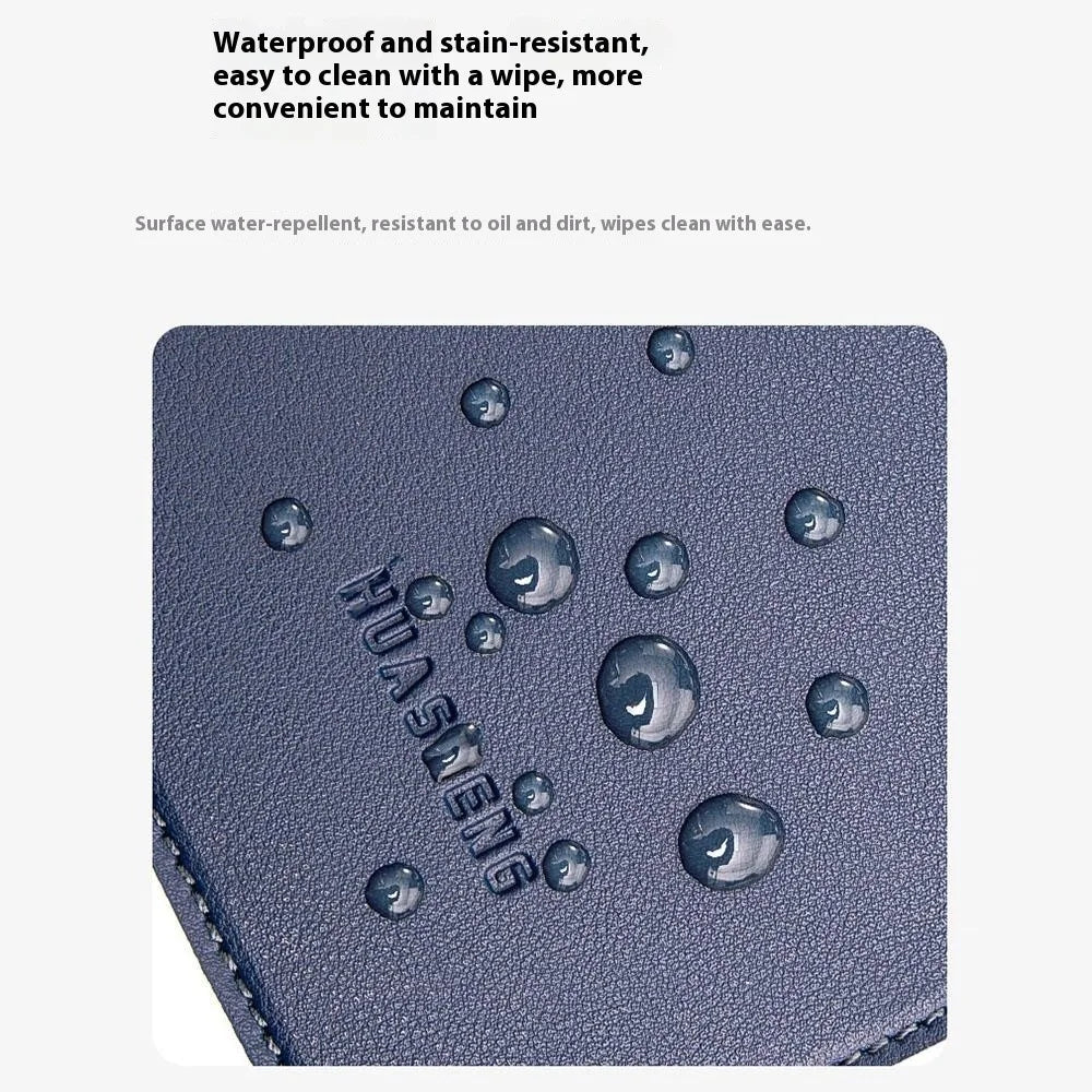 HUASHENG For 13 / 13.3 / 14 Inch Laptop Sleeve Double-Sided PU Leather Protective Case Horizontal Notebook Bag - Navy Blue - 3