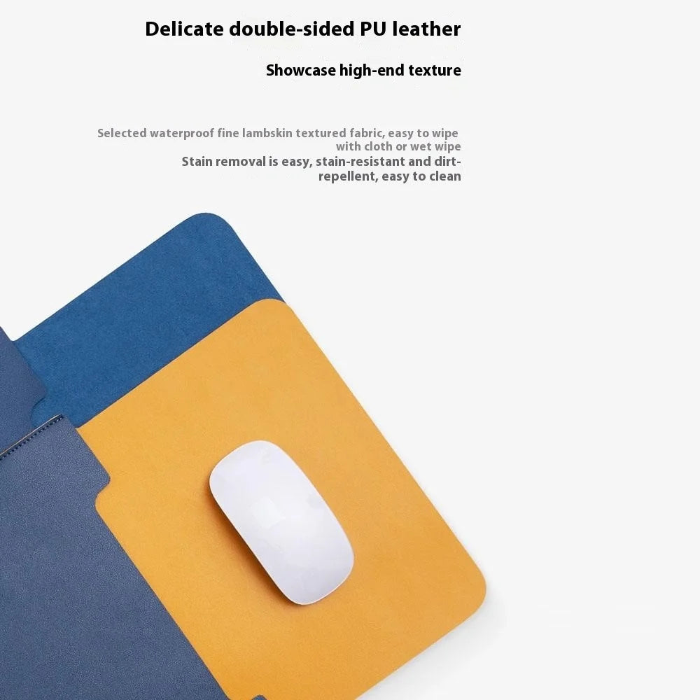 HUASHENG For 13 / 13.3 / 14 Inch Laptop Sleeve Double-Sided PU Leather Protective Case Horizontal Notebook Bag - Navy Blue - 4