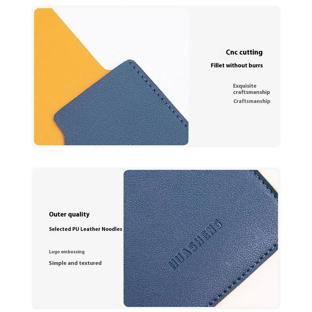 HUASHENG For 13 / 13.3 / 14 Inch Laptop Sleeve Double-Sided PU Leather Protective Case Horizontal Notebook Bag - Navy Blue - 5
