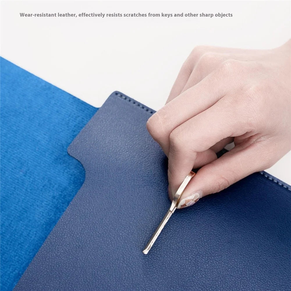 HUASHENG For 15.6 / 16 Inch Laptop Sleeve PU Leather Mouse Pad Vertical Notebook Bag with Accessories Pouch - Navy Blue - 6