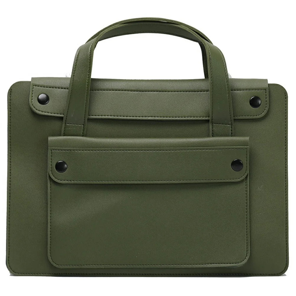 For 15  /  16 Inch Laptop Tote Bag Accordion Design Single Layer Pocket Large Capacity Notebook Handbag - Green - 1