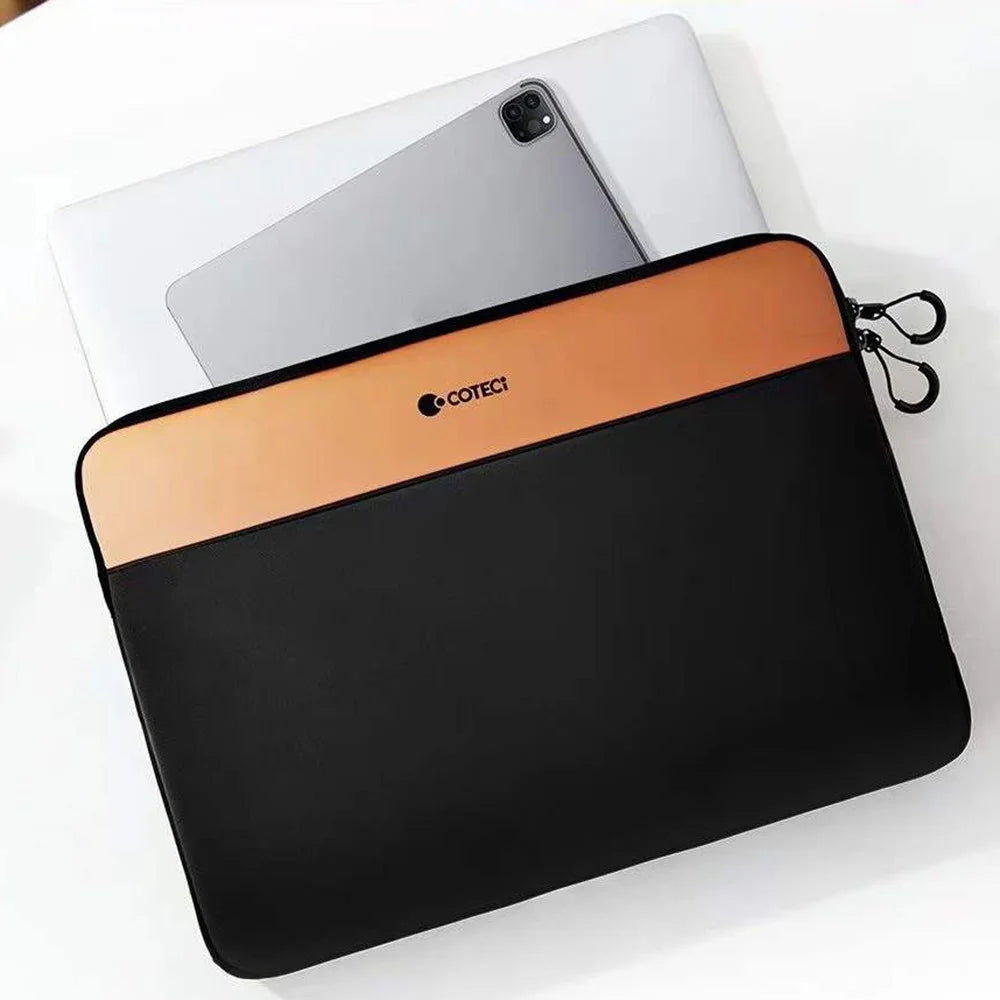 COTECI 13 - 14 Inch Laptop Sleeve Shockproof Notebook Bag for Bussiness Trip Travel - Orange / Black - 2