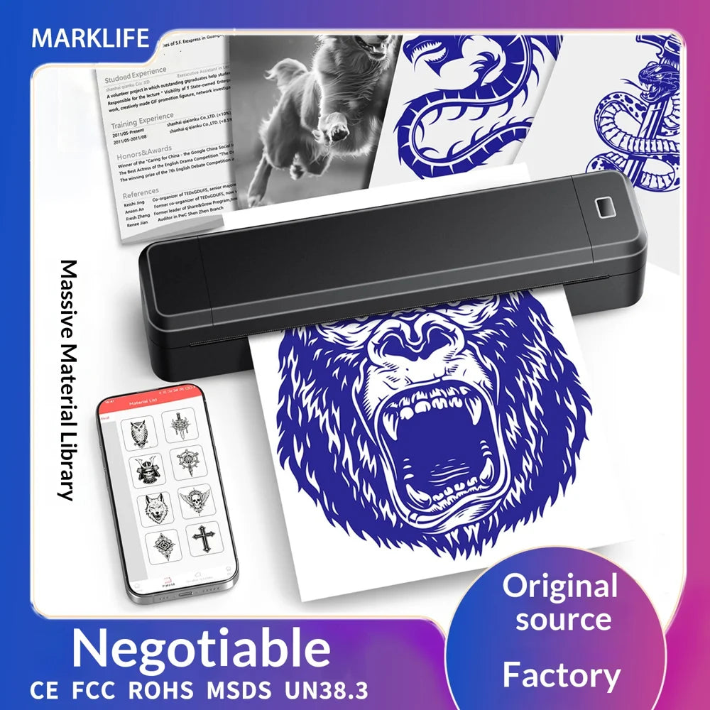 MARKLIFE X8T AI Tattoo Printer Thermal Tattoo Transfer Printer Bluetooth-compatible A4 Printing Machine for Tattoo Beginner - White - 2