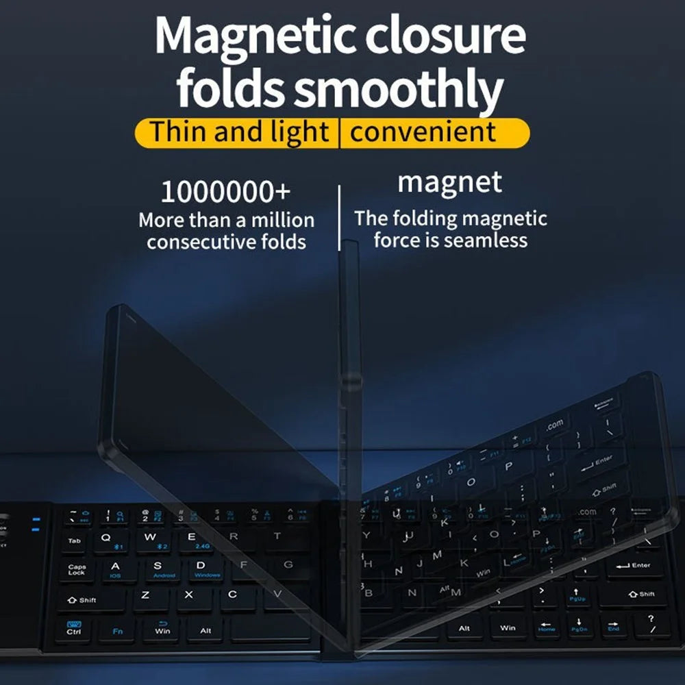 KB018 Mini Portable Foldable Bluetooth-compatible Wireless Keyboard 2.4G Mouse Set Home Office Computer Keyboard + Mouse - Black - 7