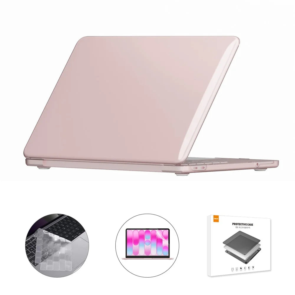 ENKAY HAT PRINCE For MacBook Neo 13 inch (2026) A3404 512G Crystal PC Laptop Case + Ultra Thin TPU Keyboard Cover + PET Screen Film 3 in 1 Kit, US Keyboard Layout - Pink - 1