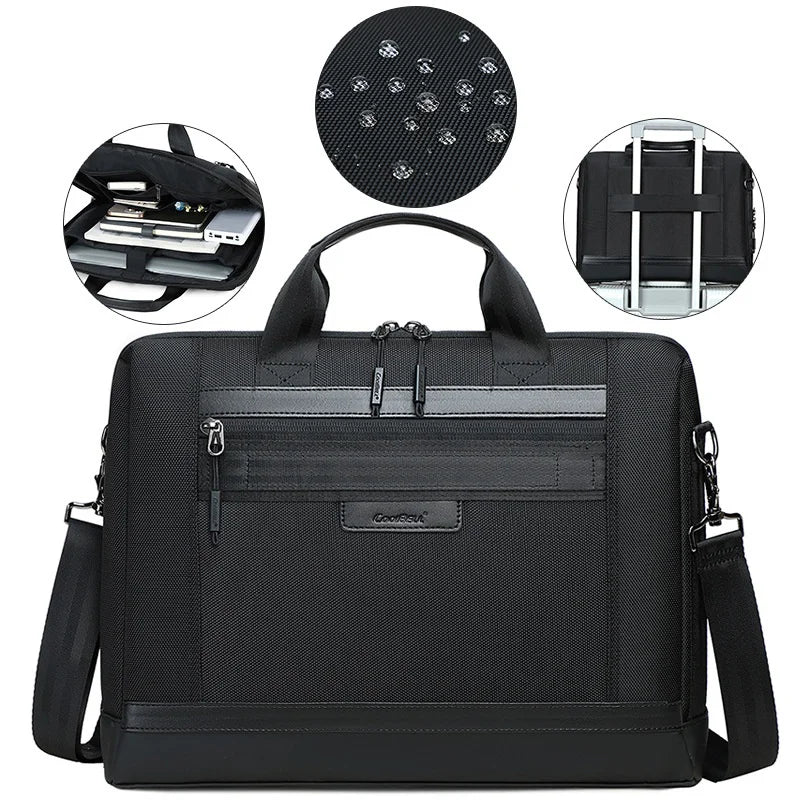 COOLBELL CB-2136 15.6 Inch Laptop Bag Men Business Briefcase Waterproof Notebook Carrying Bag - Black - 4