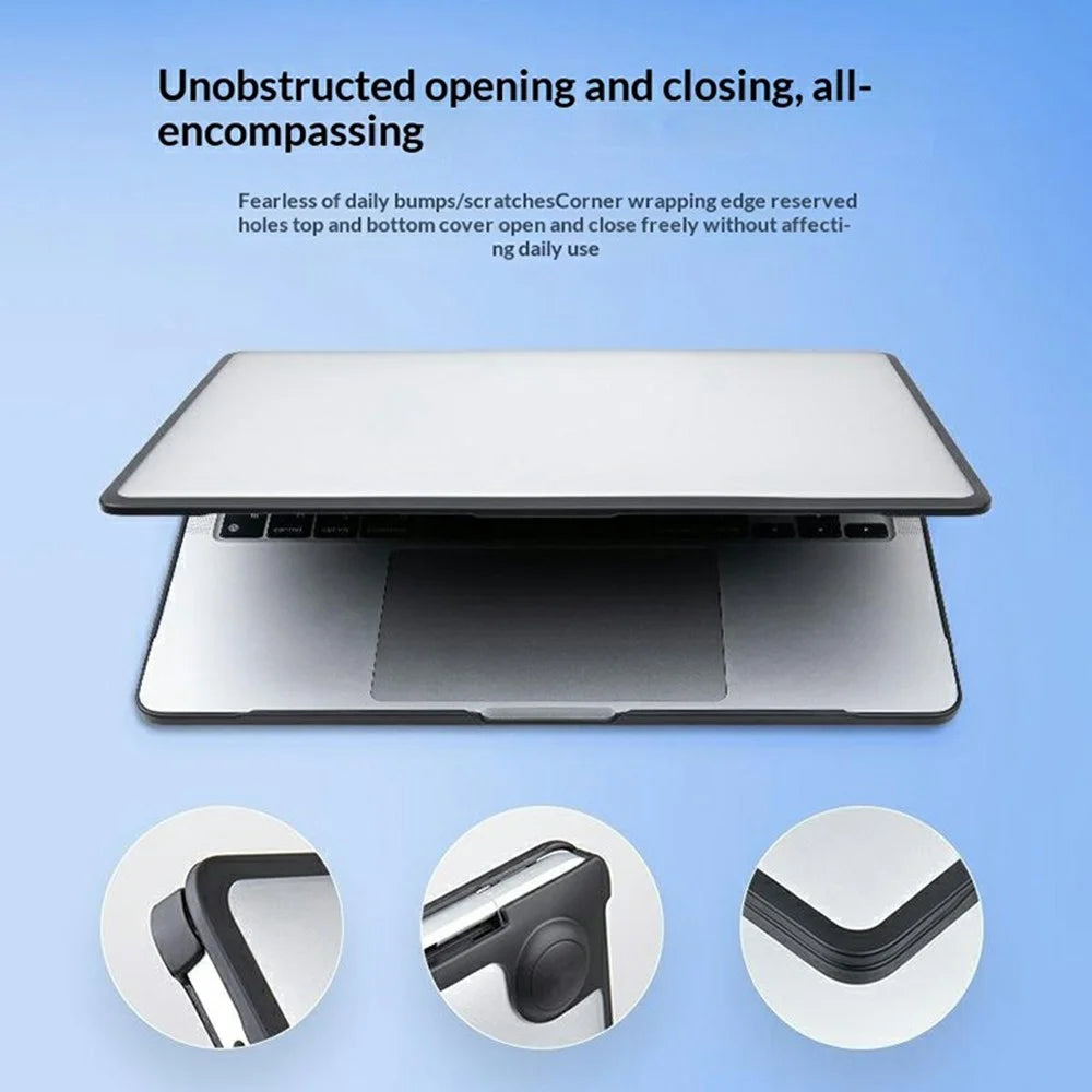 Laptop Protective Case For MacBook Pro 14 inch (2026) / (2025) / (2024) / (2023) / (2022) / (2021) TPU+PC Frosted Matte Hard Shell Cover - TPU Black Edges + Transparent PC - 2