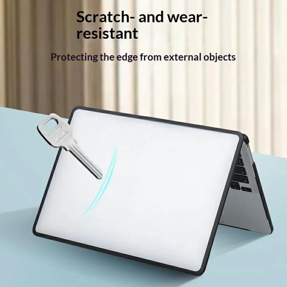 Laptop Protective Case For MacBook Pro 16 inch (2026) / (2025) / (2024) / (2023) / (2021) TPU+PC Frosted Matte Hard Shell Cover - TPU Black Edges + Transparent PC - 4