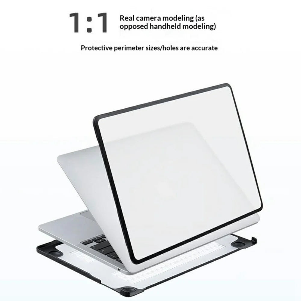 Laptop Protective Case For MacBook Pro 16 inch (2026) / (2025) / (2024) / (2023) / (2021) TPU+PC Frosted Matte Hard Shell Cover - TPU Black Edges + Transparent PC - 6