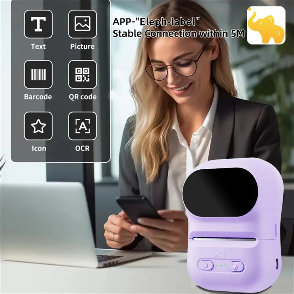 P5 Mini Bluetooth-compatible Thermal Label Printer Portable 203DPI Wireless Label Maker for iOS Android - Blue - 7