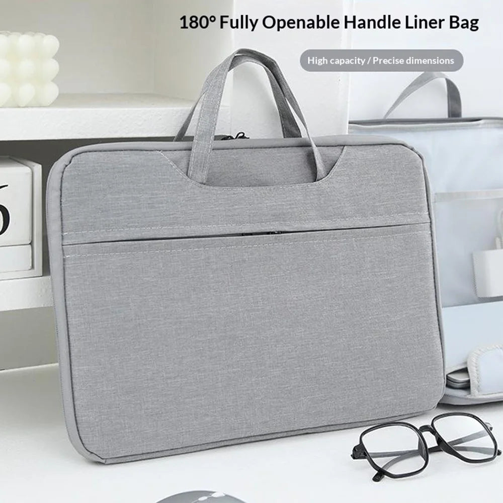 Laptop Bag for 14.1-15.4 inch Notebook 180 Degree Fully Opening Handle Business Style Computer Handbag with Front-Zip Pocket - Grey - 6