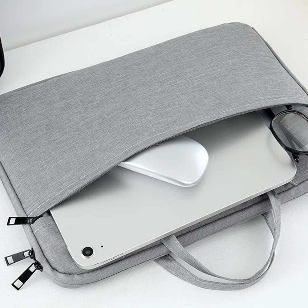 Laptop Bag for 14.1-15.4 inch Notebook 180 Degree Fully Opening Handle Business Style Computer Handbag with Front-Zip Pocket - Grey - 7