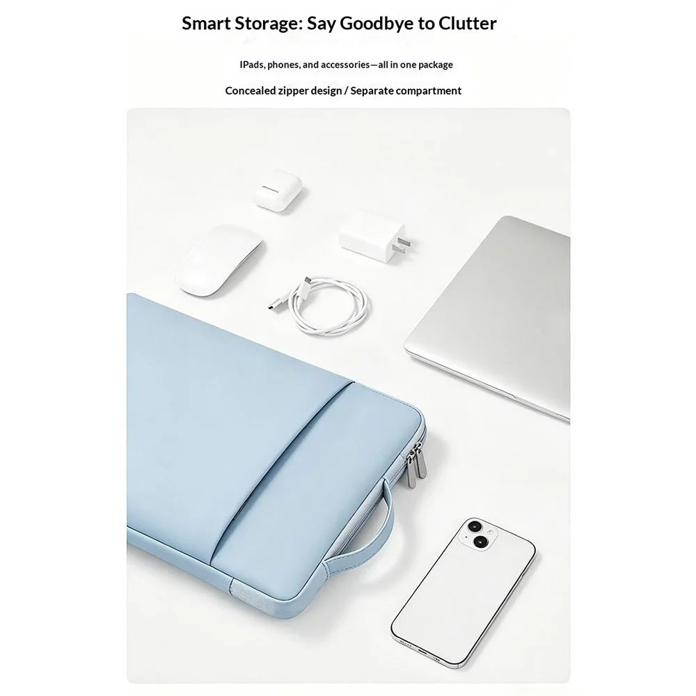 Multi-Function Laptop Sleeve Bag for 11-13 inch Notebook Tablet Portable Handle Waterproof Shockproof Storage Case - Blue - 7