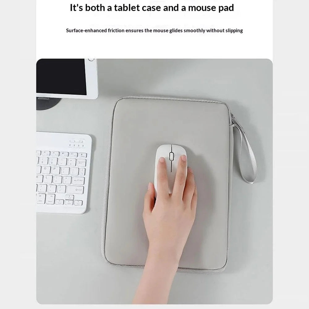 Laptop Sleeve Bag for 10.9 inch Tablet 180-degree Full Opening Portable Storage Organizer with Mouse Pad Function - Grey - 7