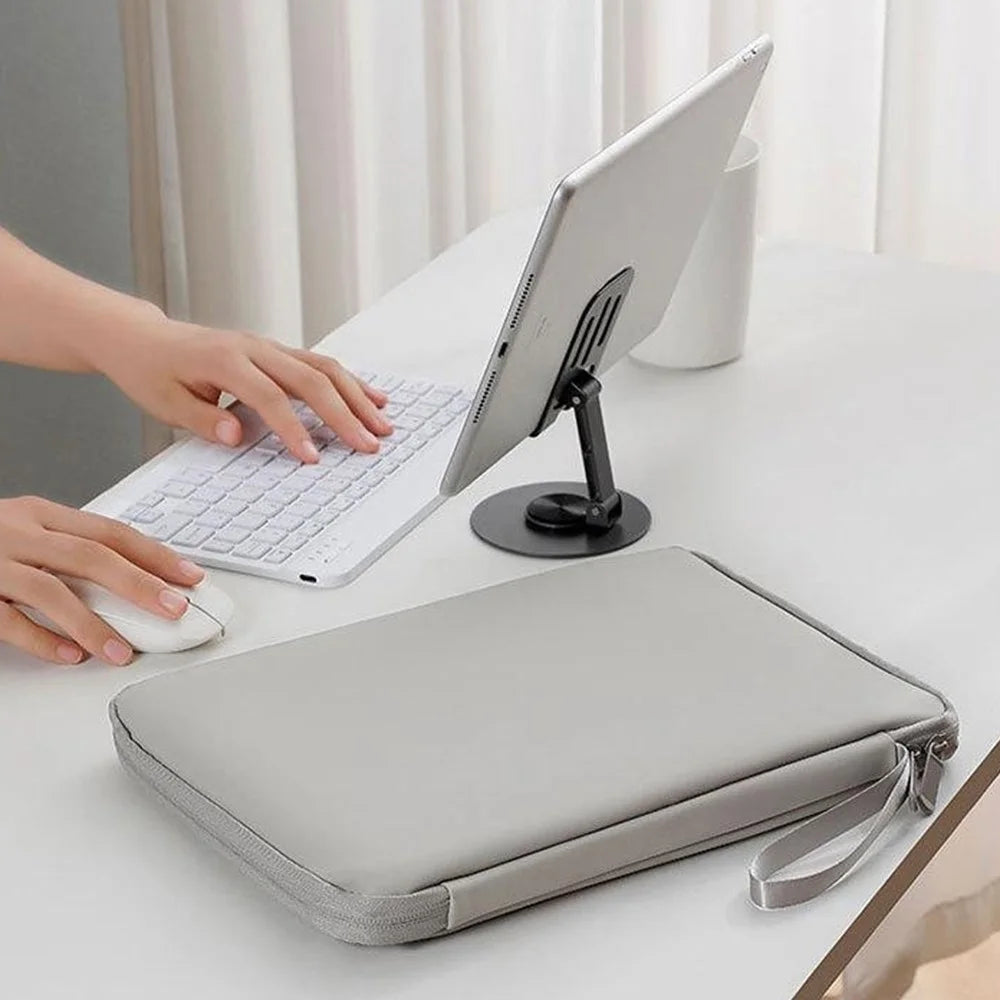 Laptop Sleeve Bag for 12.9 inch Tablet 180-degree Full Opening Portable Storage Organizer with Mouse Pad Function - Grey - 6