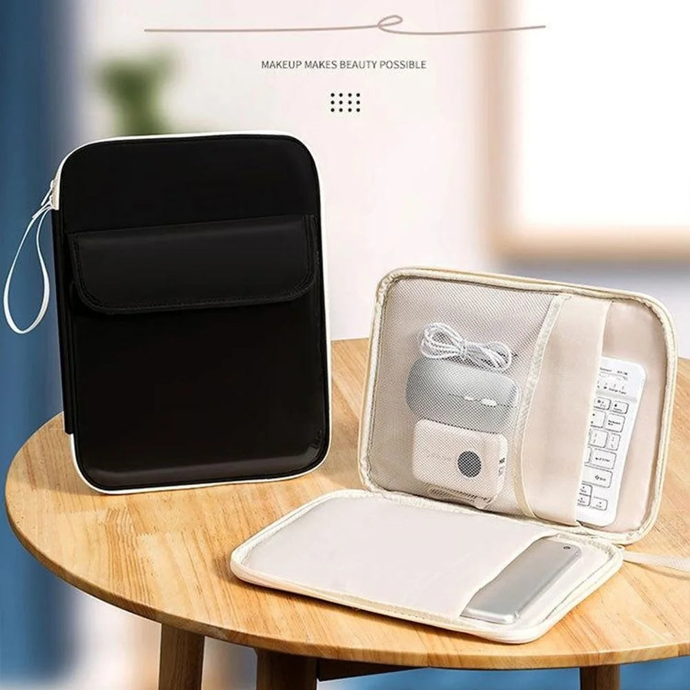 Laptop Bag 11 inch 180-Degree Full-Open Design Tablet Case PU Leather Shockproof Portable Computer Sleeve - Beige - 4