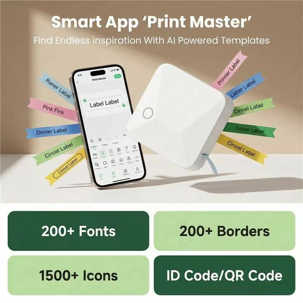 MARKLIFE R15 Portable Label Printer Thermal Transfer Bluetooth-compatible Printing Machine - White - 6