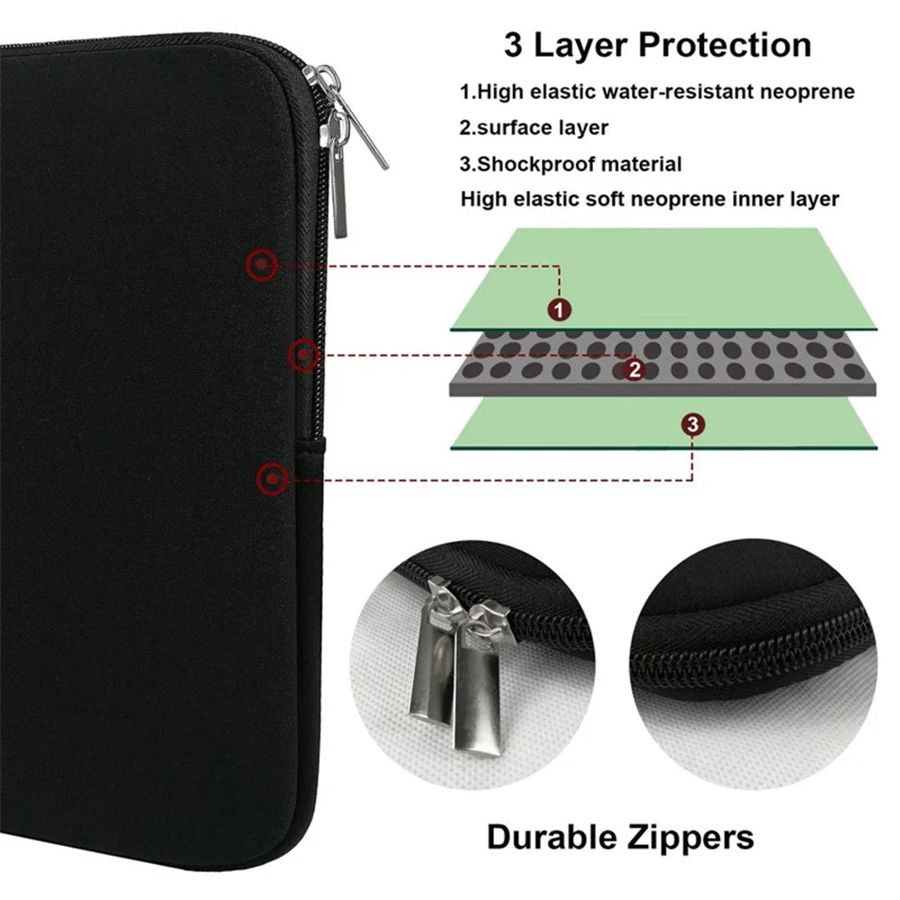 Portable Laptop Sleeve Cover Computer Liner Bag Shockproof Case for 14-15 inch Notebook - Black - 2