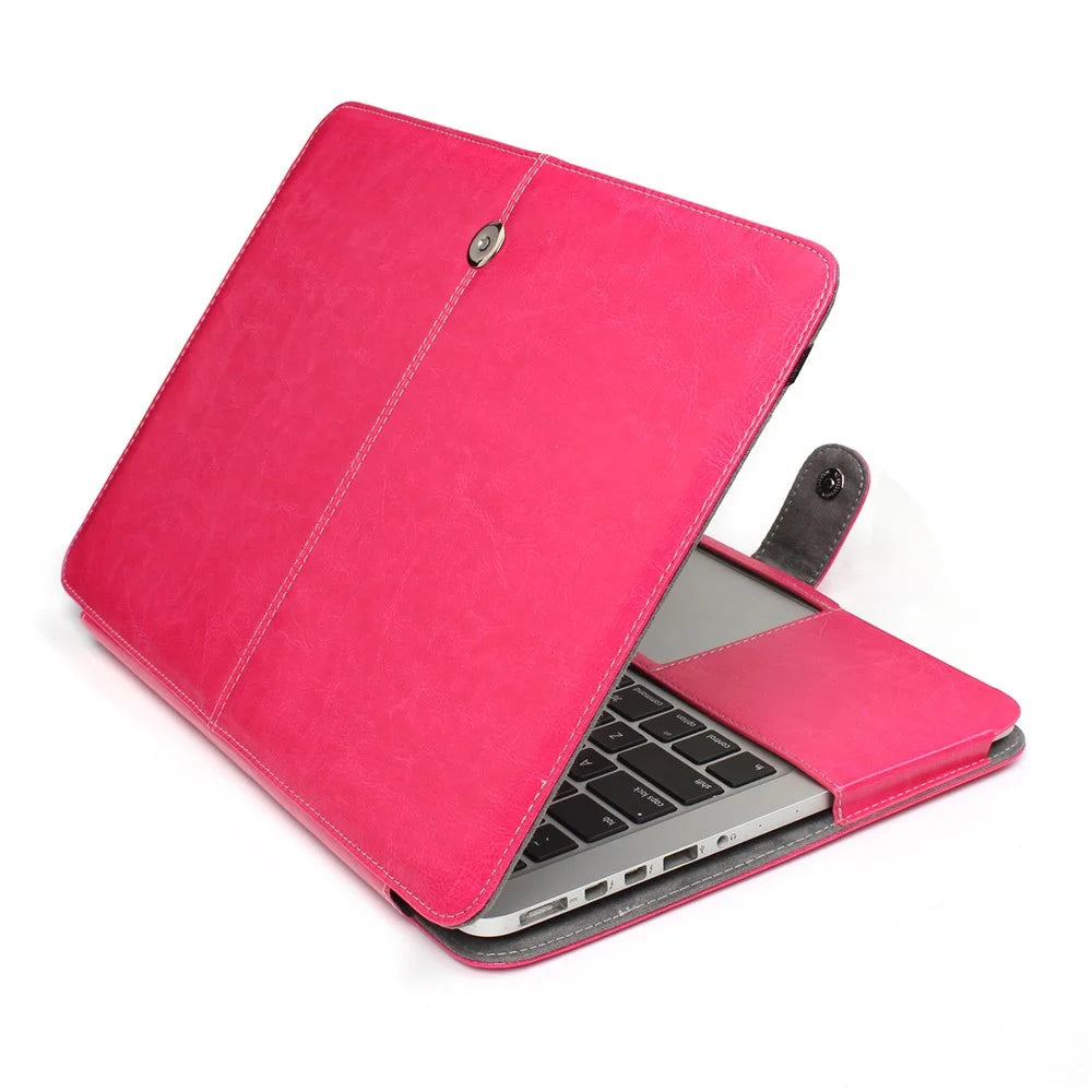 Laptop Sleeve Protective Folio Book PU Leather Cover for MacBook Pro 16.2'' 2021 (A2485) - Rose - 3