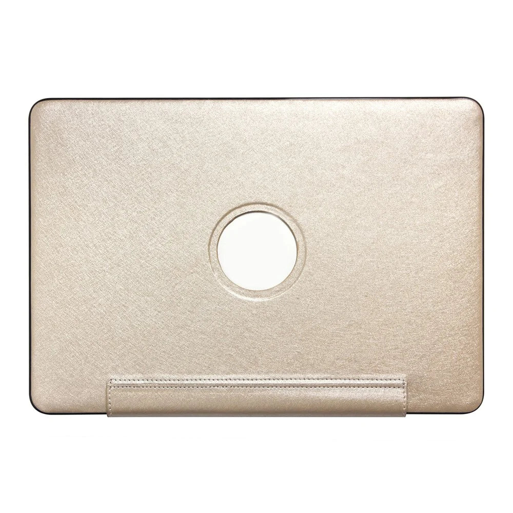 Stylish PU Leather + PC Notebook Protective Shell Case with Heat Dissipation Holes for Macbook 13.3 Retina (A1425/A1502) - Gold - 4