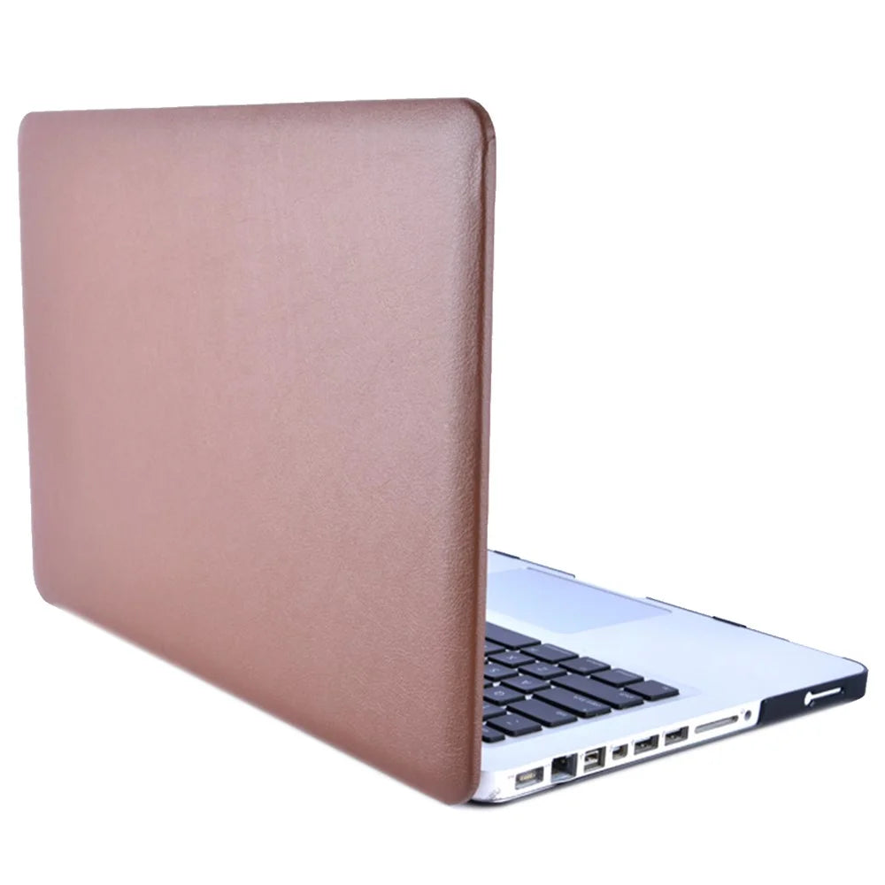 Shockproof PU Leather + PC Protective Case with Hollow-out Bottom for MacBook Pro 13.3-inch (A1706/A1708/A1989/A2159/A2289/A2251/A2338) - Brown - 1