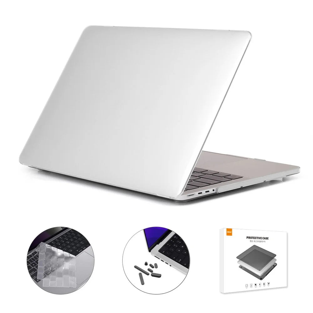 ENKAY HAT PRINCE for MacBook Pro 16 inch (2026) A3429 A3428 / (2025) A3186 A3403 / (2024) A2991 / (2023) A2780 / (2021) A2485 (US Version) Crystal PC Laptop Cover + Keyboard Film + Dust Plugs - White - 1