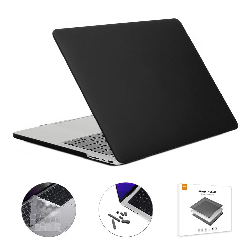 ENKAY HAT PRINCE for MacBook Pro 16 inch (2026) A3429 A3428 / (2025) A3186 A3403 / (2024) A2991 / (2023) A2780 / (2021) A2485 (EU Version) PC Laptop Cover + Keyboard Skin + Dust Plugs - Black - 1