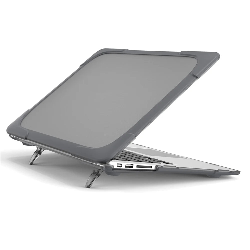 Supporting Stand Design Hard PC Anti-scratch Laptop Case Protective Notebook Cover for MacBook Air 13'' A1466 / A1369 - Grey - 2