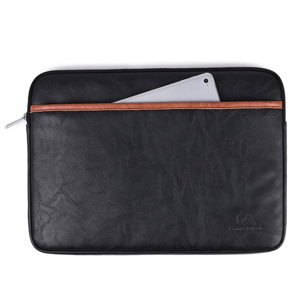 CANVASARTISAN L18-06 Notebook Computer Sleeve 12-inch Laptop Business Style PU Leather Large Bag Laptop Case - Black / Brown - 1