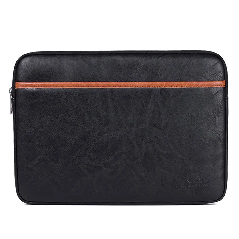 CANVASARTISAN L18-06 Notebook Computer Sleeve 12-inch Laptop Business Style PU Leather Large Bag Laptop Case - Black / Brown - 2