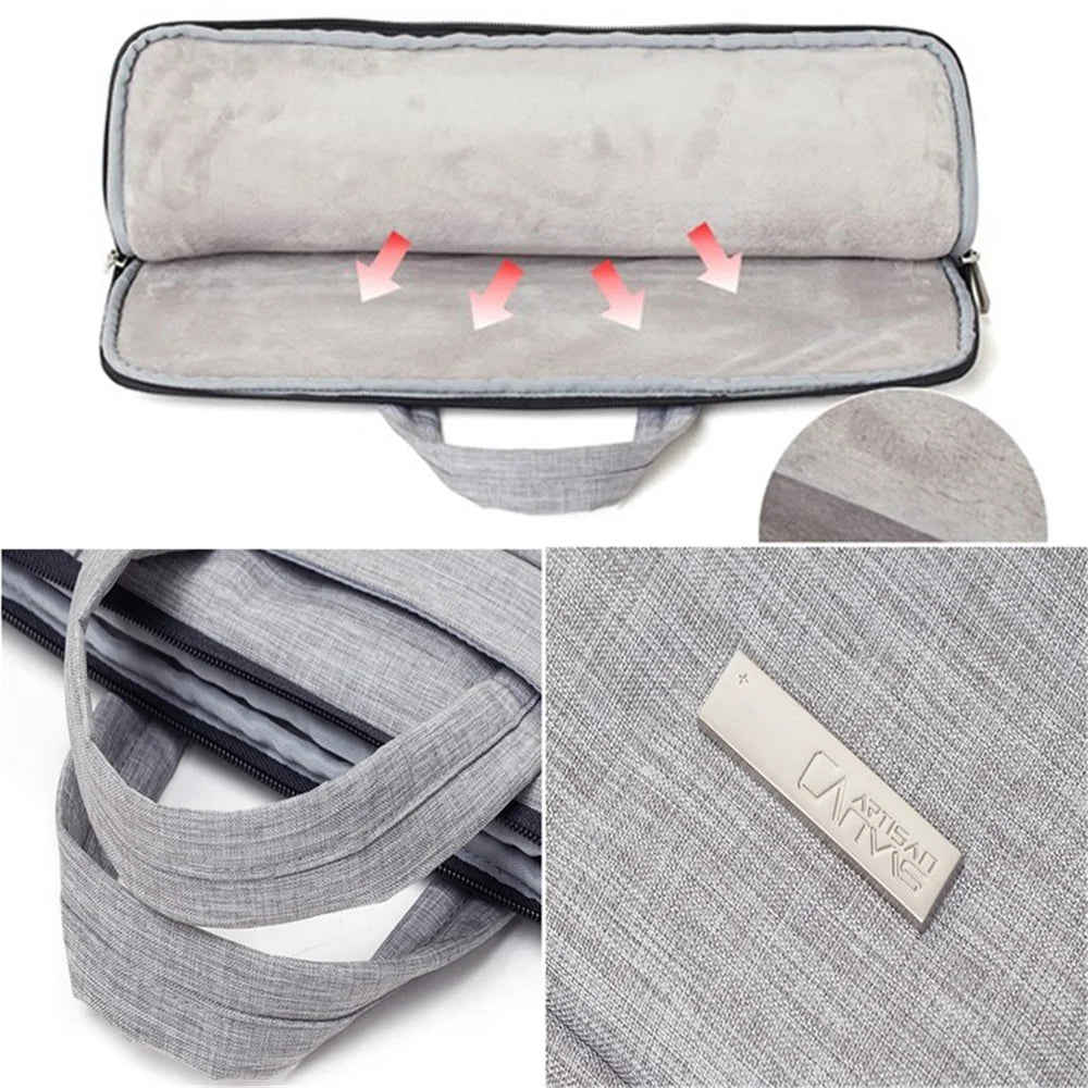 CANVASARTISAN L3-02 Simple Style Notebook Laptop Sleeve 15 inch Laptop Large Capacity Handbag Laptop Case - Light Grey - 6