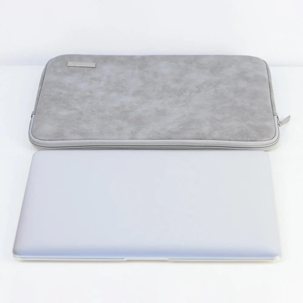 CANVASARTISAN L11-03 11 inch Shockproof Lining Laptop Case PU Leather Laptop Pouch Zipper Carrying Bag Computer Protective Storage Bag - Light Grey - 5