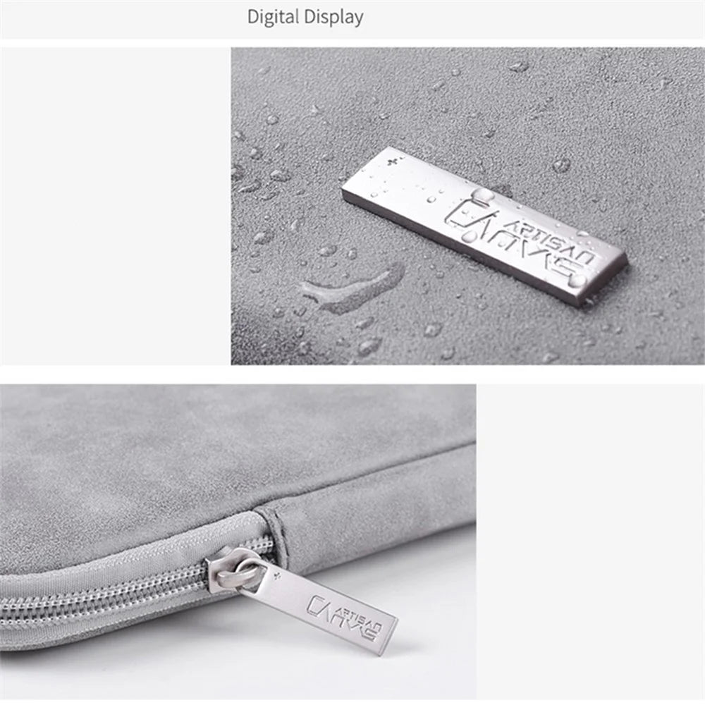 CANVASARTISAN L11-03 11 inch Shockproof Lining Laptop Case PU Leather Laptop Pouch Zipper Carrying Bag Computer Protective Storage Bag - Light Grey - 6